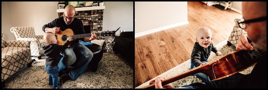 Kansas City Family Documentary Lifestyle Photography Baby Guitar