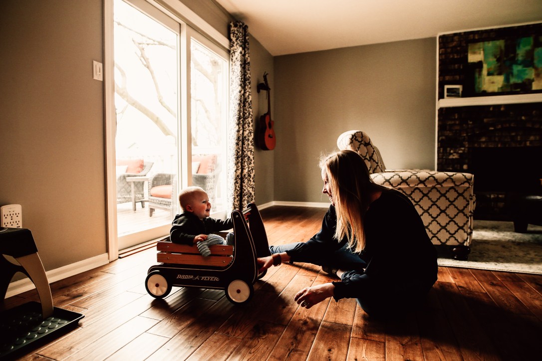 Kansas City Family Documentary Lifestyle Photography Baby Mommy Wagon