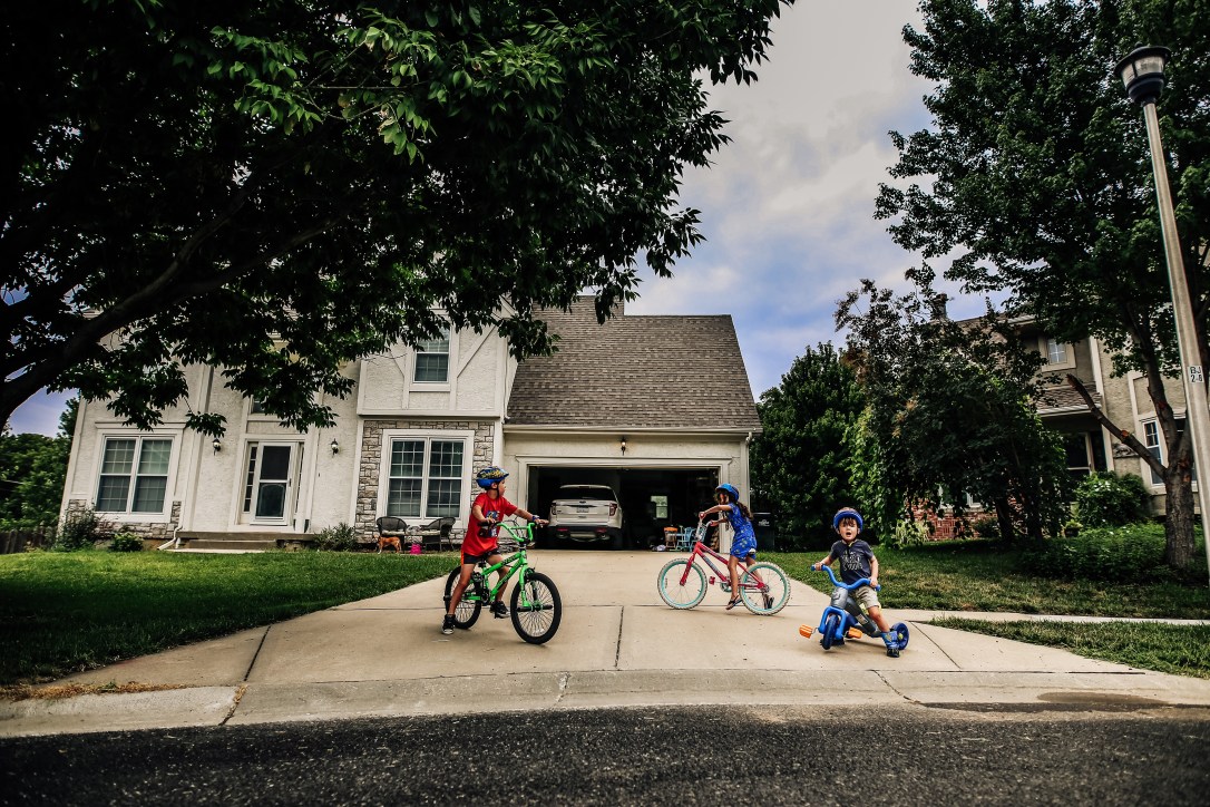 Children bikes summer kansas city cul-de-sac