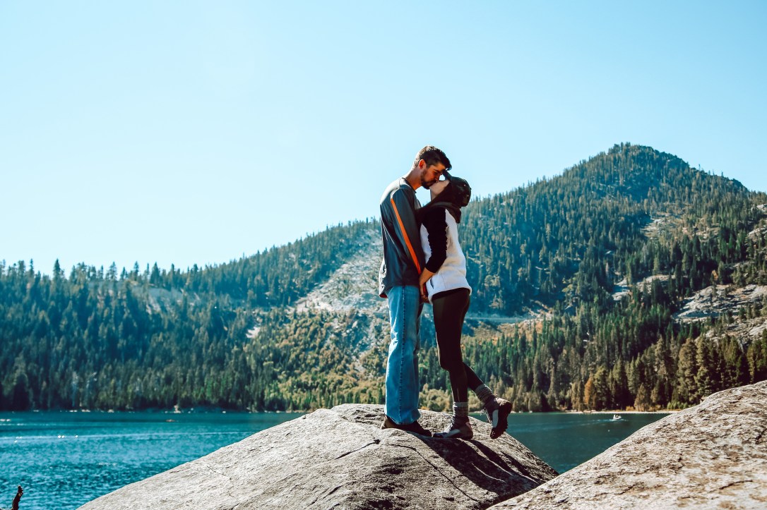 Emerald Bay Lake Tahoe California Couple Hiking Rubicon trail