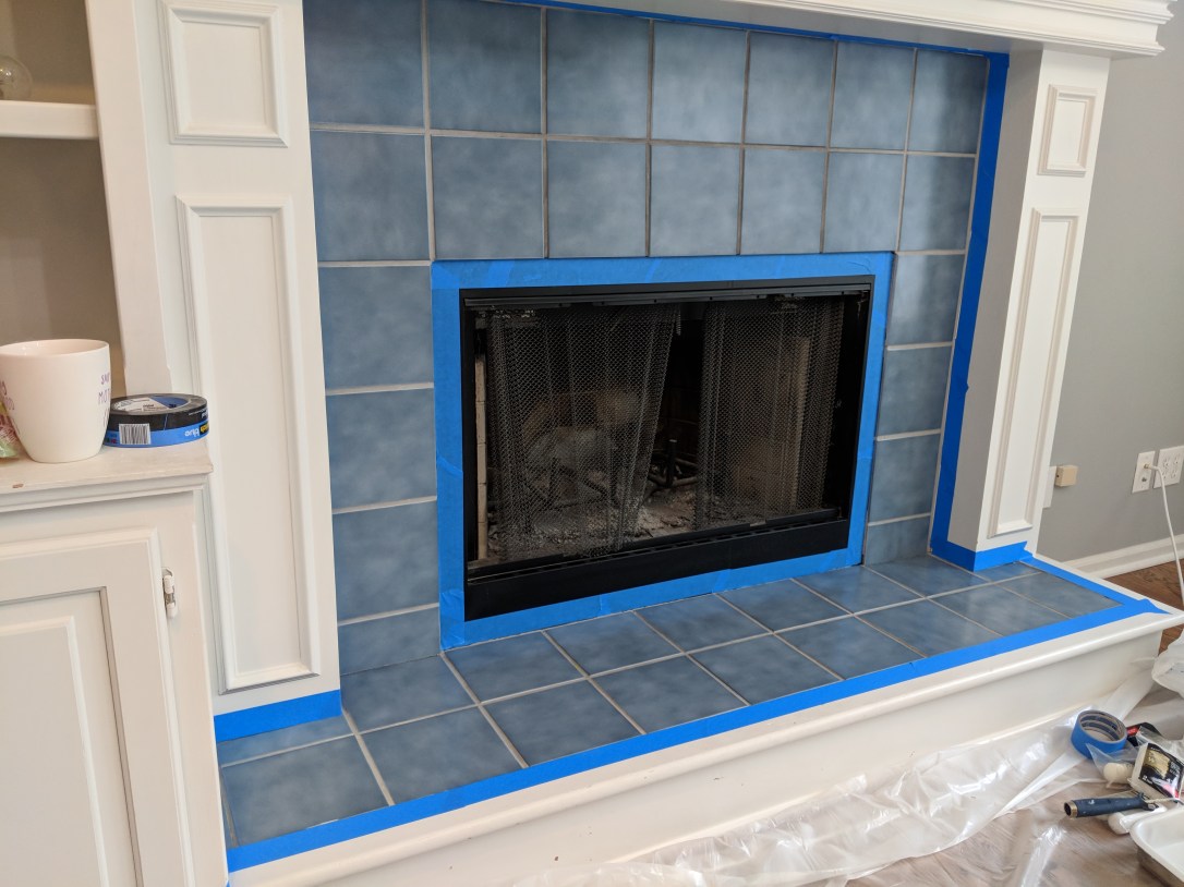 fireplace update reno home decor paint stencil tile