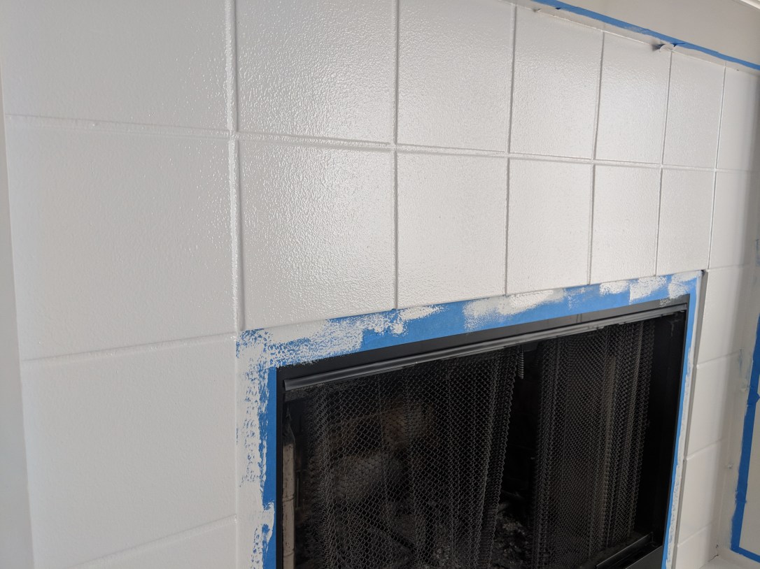 fireplace update reno home decor paint stencil tile