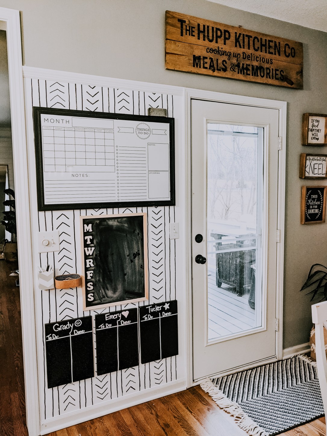 family command center calendar chore charts DIY Sharpie wall design modern kitchen