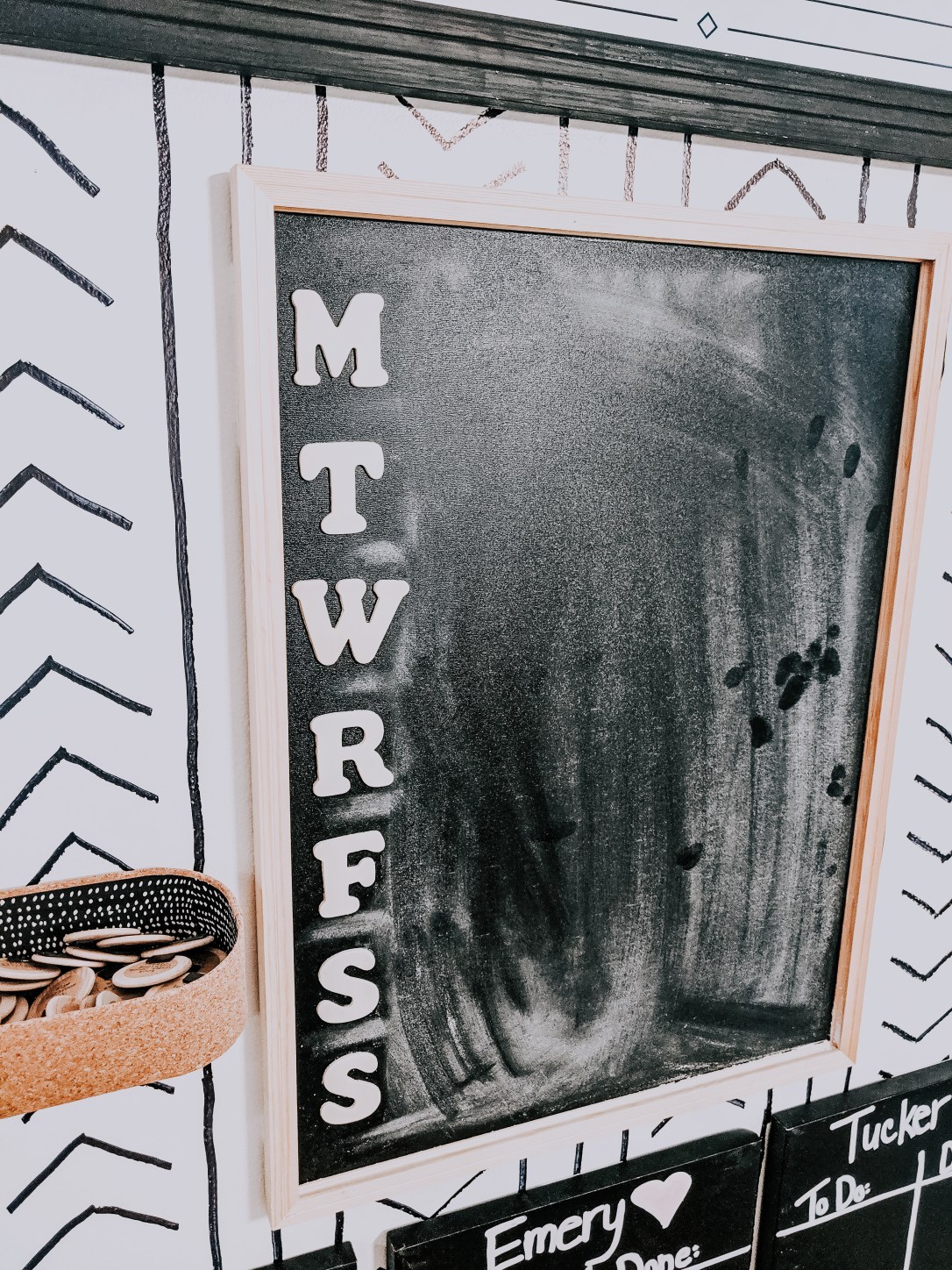 family command center calendar chore charts DIY Sharpie wall design modern kitchen