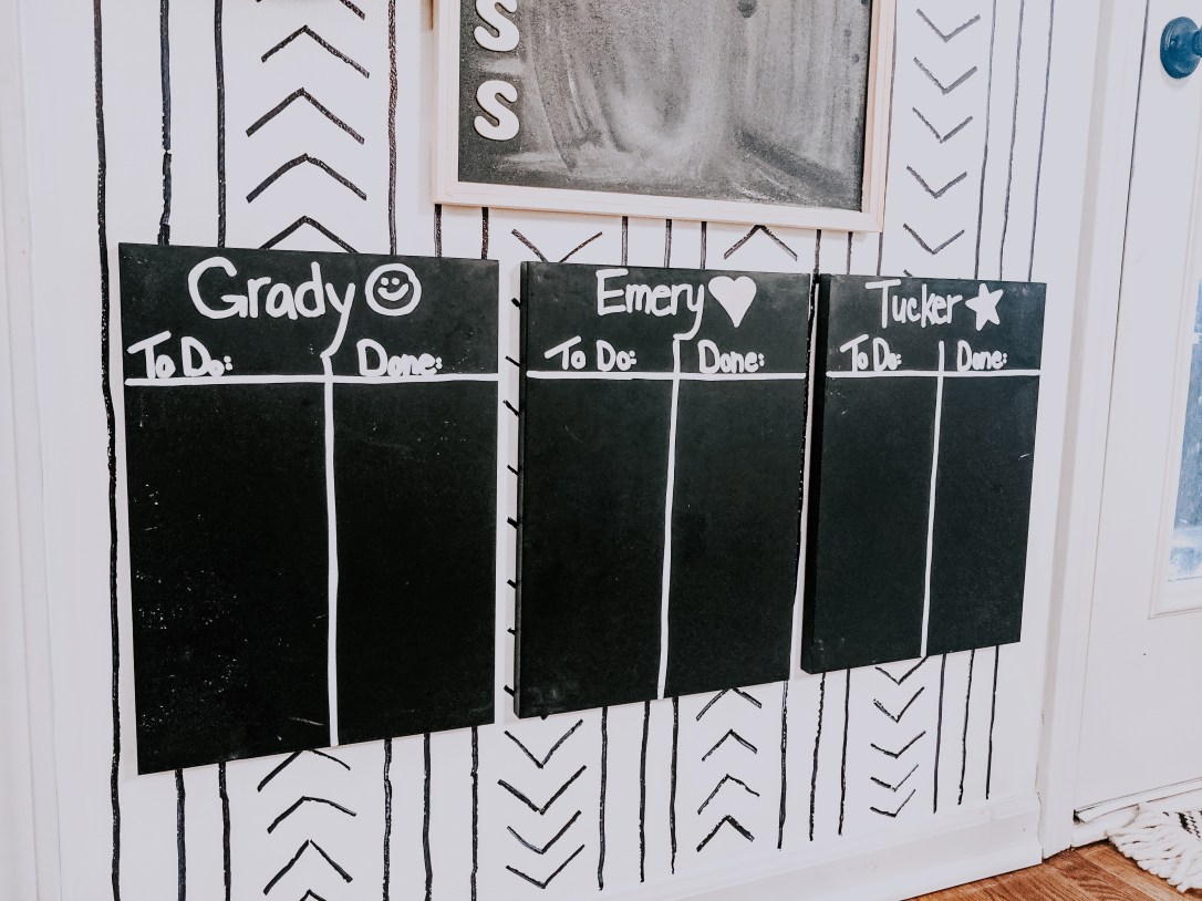 family command center calendar chore charts DIY Sharpie wall design modern kitchen