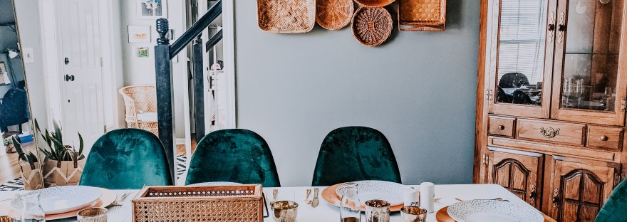 DIY thrifted basket wall design decor boho modern